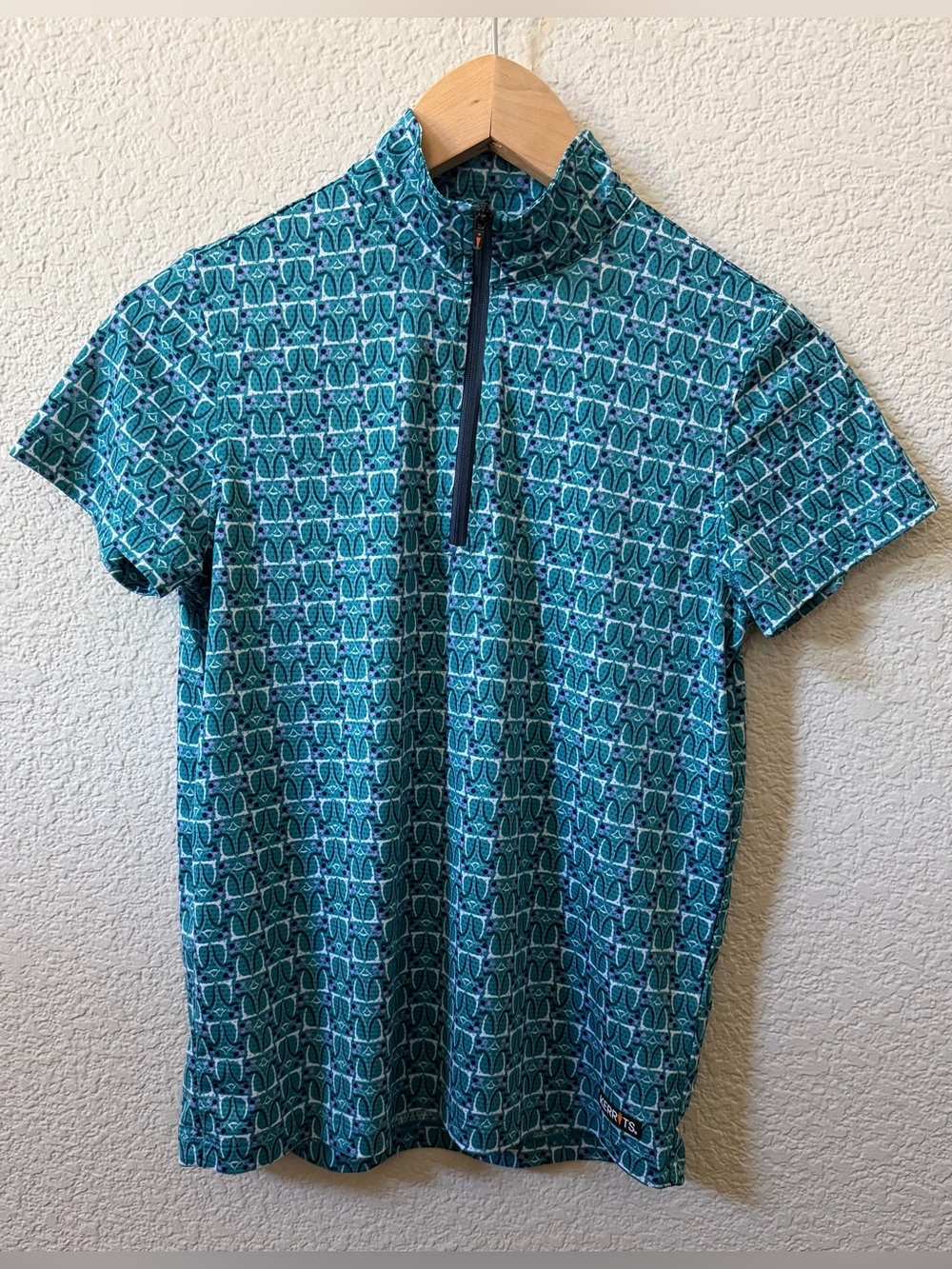 Kerrits Youth XL Equestrian Riding Always Cool Short Sleeve Shirt Peacock Blue